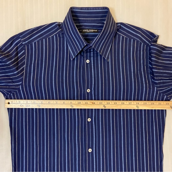 Dolce & Gabbana navy blue striped long sleeve collared dress shirt sz L 👔 - Picture 9 of 14